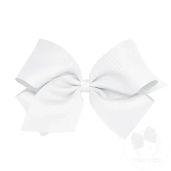 King Classic Grosgrain Hair Bow (Plain Wrap)- White