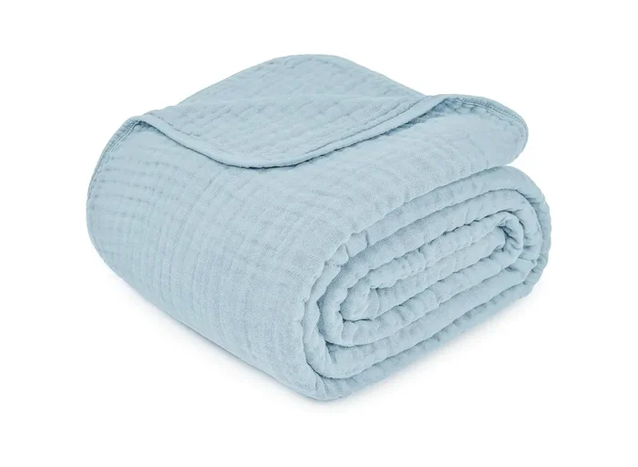King Muslin Blanket – Sky Blue