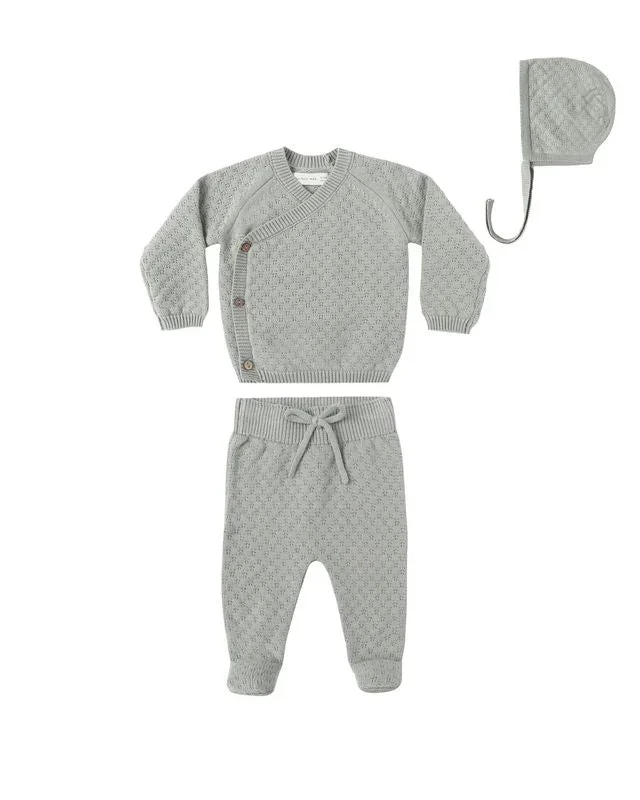 Knit Wrap Top + Pant Set || Steel Blue