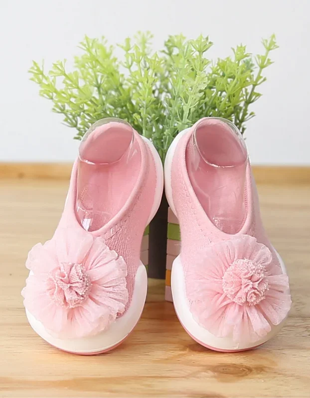 Komuello Baby Shoes – Flat PomPom Flower