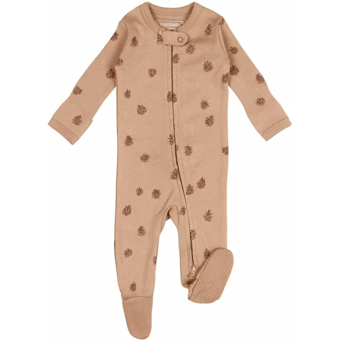 L’ovedbaby Oatmeal Pinecone Organic Zipper Footie