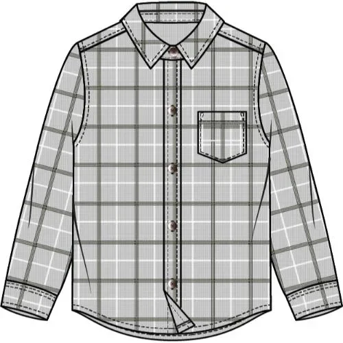 L/S TOP WOVEN-GREY LT.