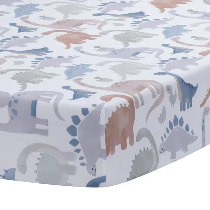 Lambs & Ivy Dino-Might Cotton Fitted Crib Sheet