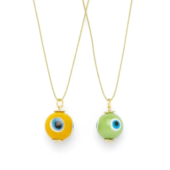 Lemon-lime Evil Eye Pendant Necklace