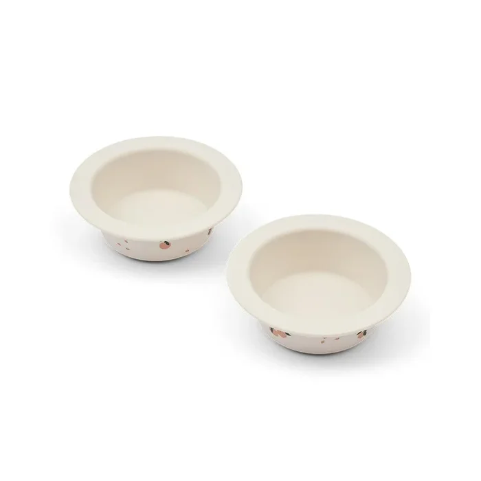 Liewood Peony Printed Suction Bowl 2-Pack – Peach / Sea Shell