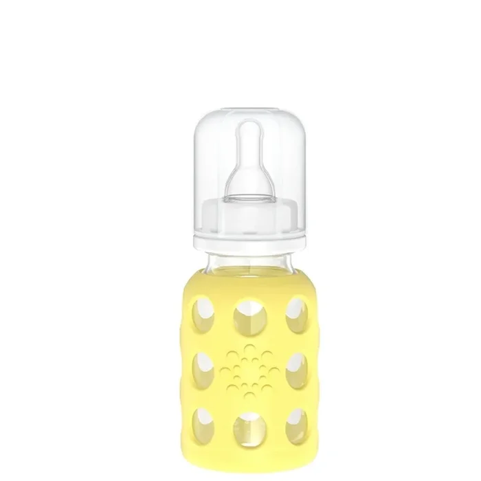 Lifefactory 4 oz Glass Baby Bottles with Silicone Sleeve