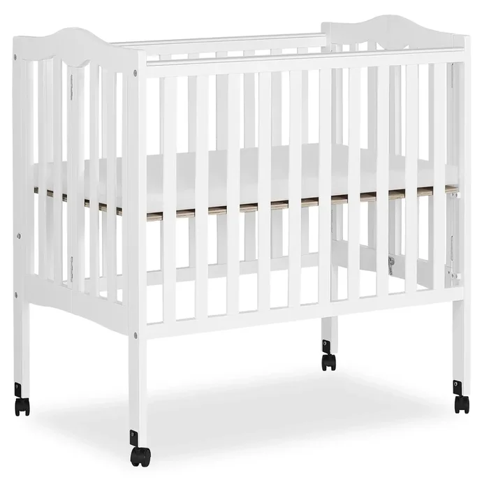 Lightweight Folding Portable Stationary Side Crib – White