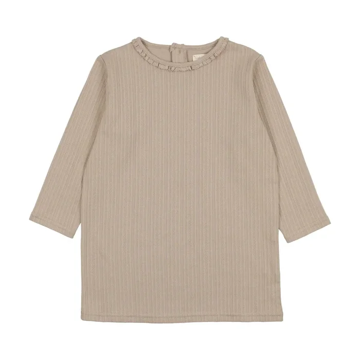 Lil Legs Pointelle T-Shirt Three Quarter Sleeve Taupe