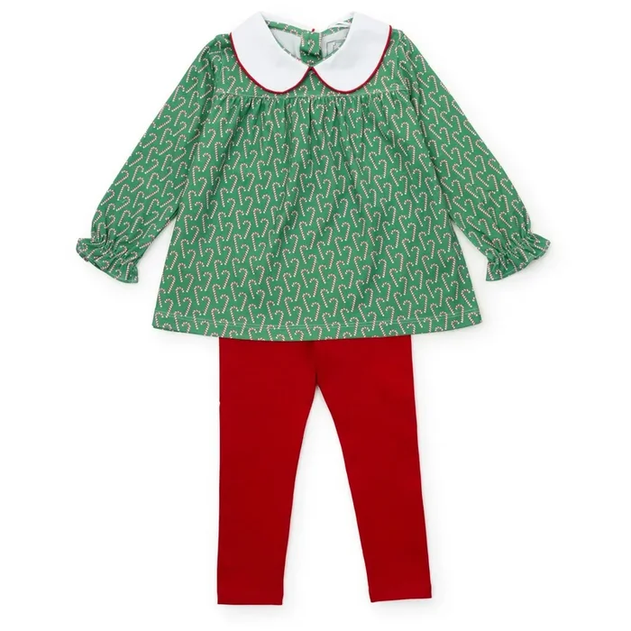 Lila and Hayes – Morgan Set Girls’ Legging Set – Candy Cane Lane
