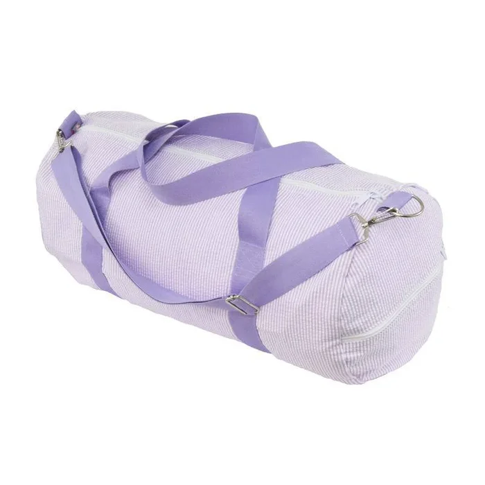 Lilac Seersucker Weekender Duffel