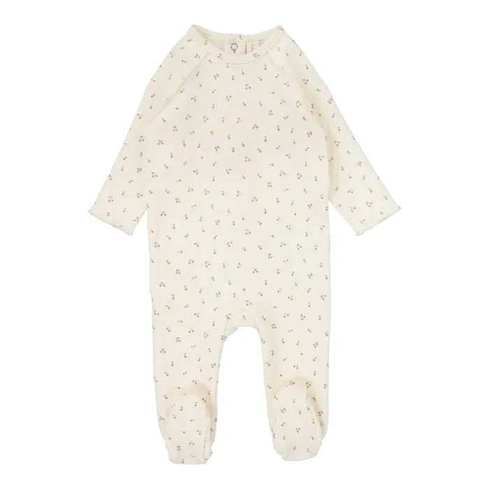 Lilette By Lil Legs Cherry Print Footie Cream/Pink