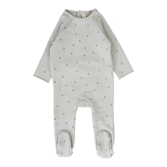 Lilette By Lil Legs Cherry Print Footie Pale Blue