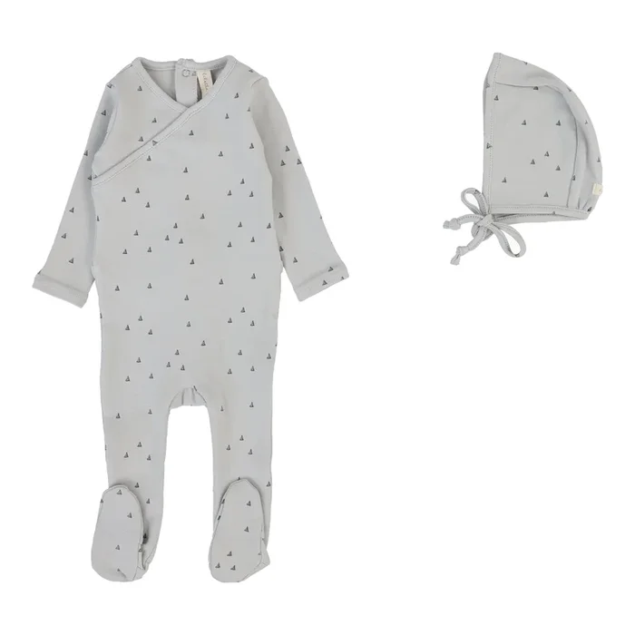 Lilette By Lil Legs Sail Away Footie Set Pale Blue