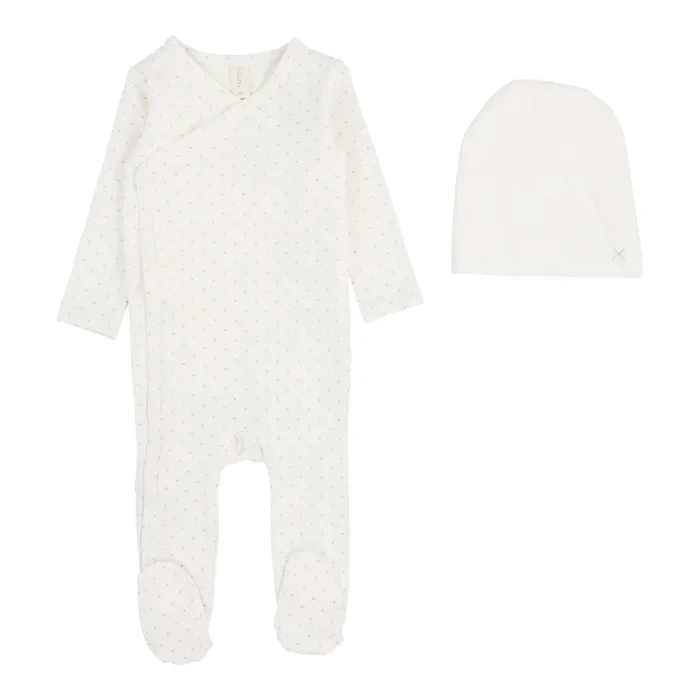 Lilette By Lil Legs Take Me Home X Print Footie Set Cream/Blue