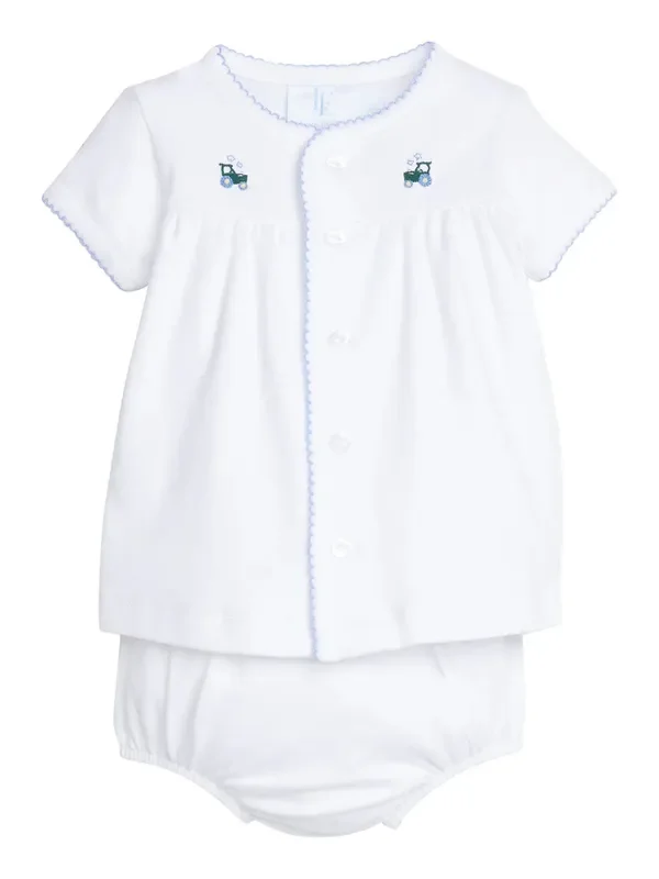 Little English Tractor Pinpoint Layette Set