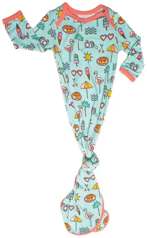 Little Sleepies Bamboo Viscose Infant Knotted Gown – Pool Party