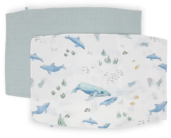 Little Unicorn Cotton Muslin Toddler Pillowcase, 2 Pack – Whales