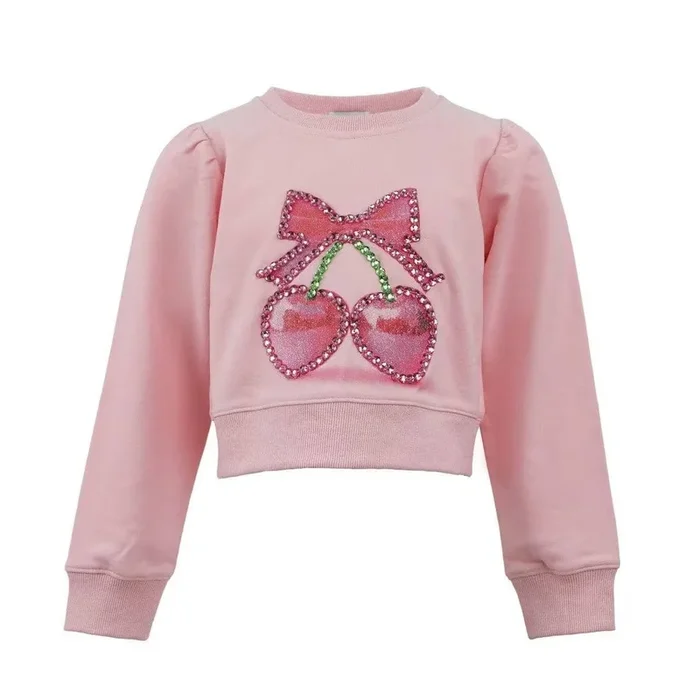 Lola + Boys Crystal Cherry Bow Sweater