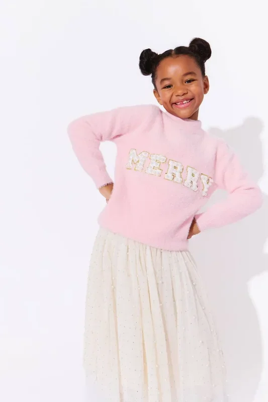 Lola + Boys Pink Merry Pearl Sweater