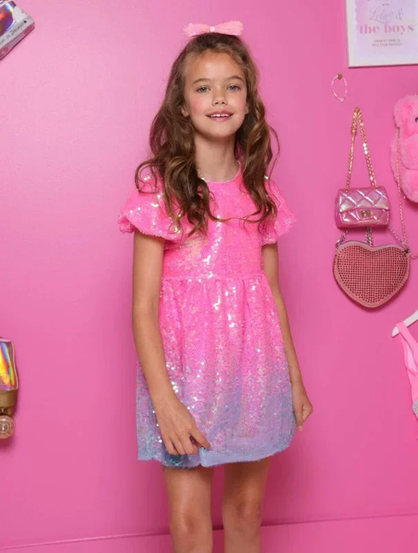 Lola + The Boys Bubble Gum Shimmer Sequin Dress