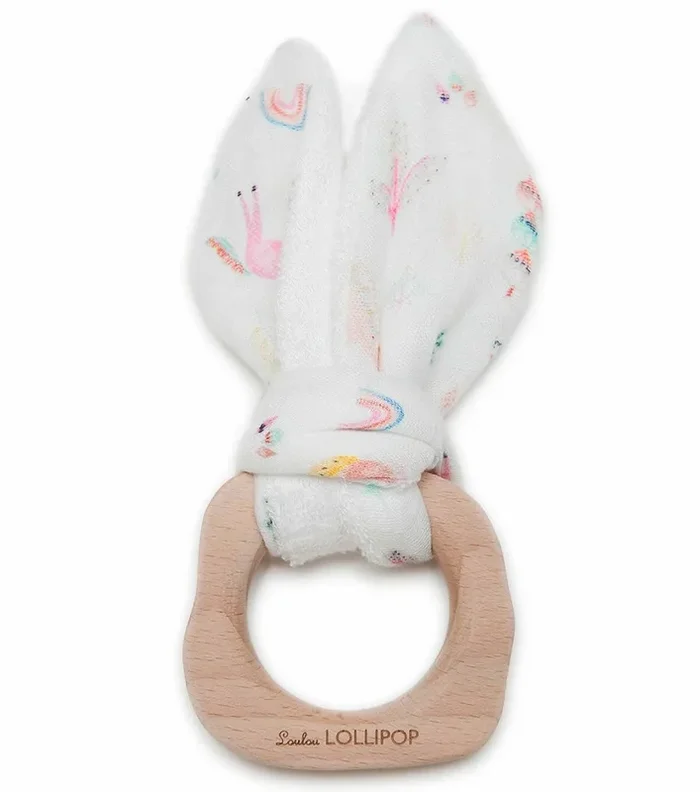 Loulou Lollipop Bunny Ear Teether – Unicorn Dream