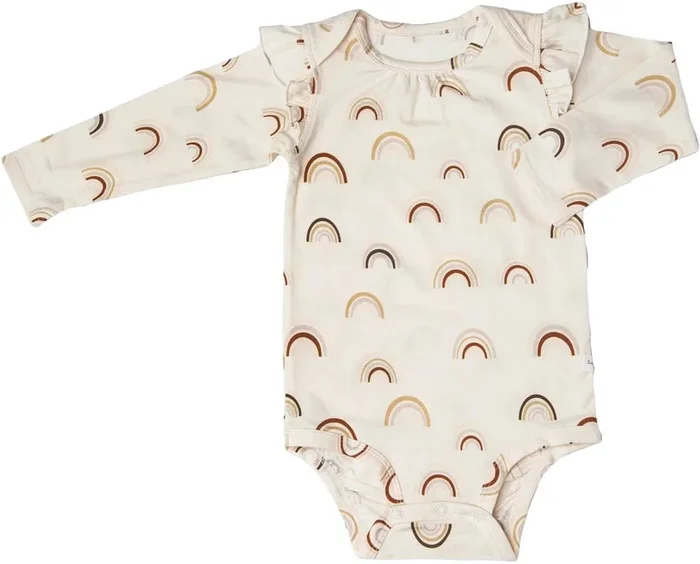 Loulou Lollipop Long Sleeve Bodysuit in TENCEL – Canyon Rainbow (0-3 M)