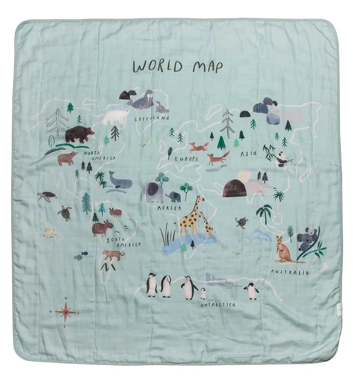 Loulou Lollipop Muslin Quilt – World Map