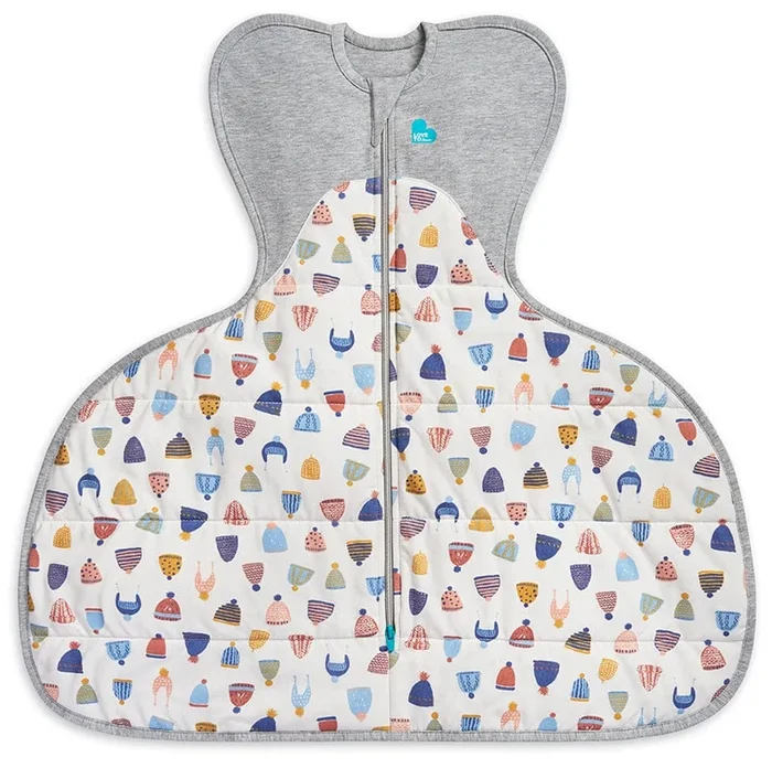 Love To Dream Swaddle UP Designer Collection Hip Harness Quilted Cotton 2.5 TOG, Small – Happy Hats White