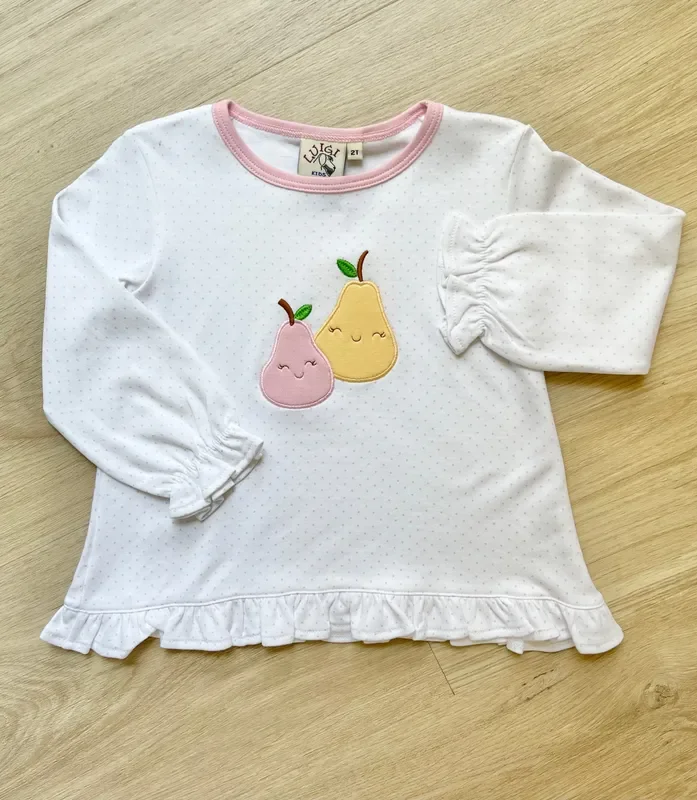 Luigi Kids Pink Dot Pear Long Sleeve Top