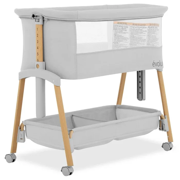 Lullaby Portable Bassinet with Wheels – Light Gray