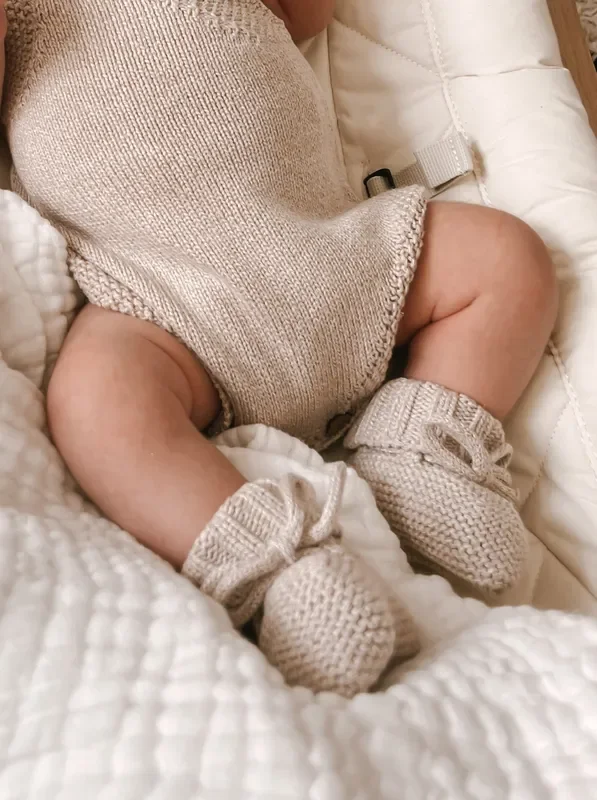 Luna + Luca Organic Booties – Heather Beige