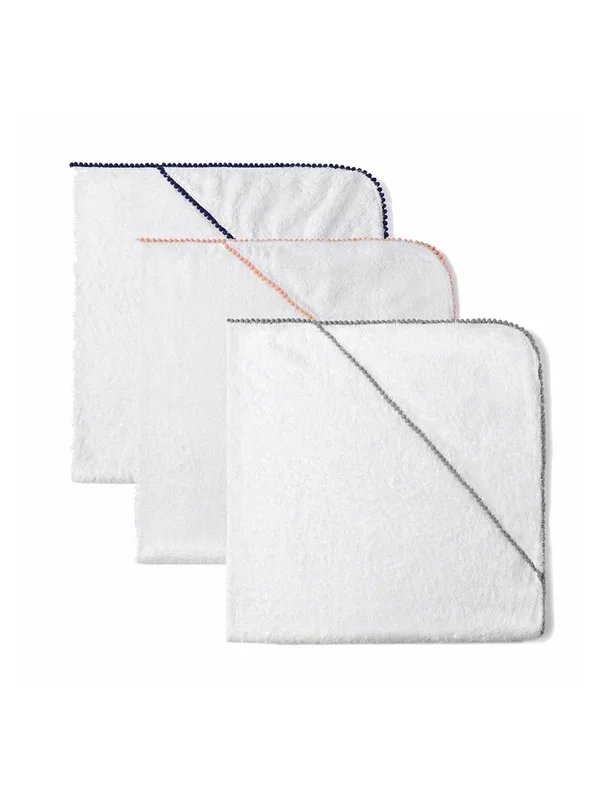 LUXE Baby/Toddler Towel: Detailed Pom Pom Trim,Bamboo Cotton