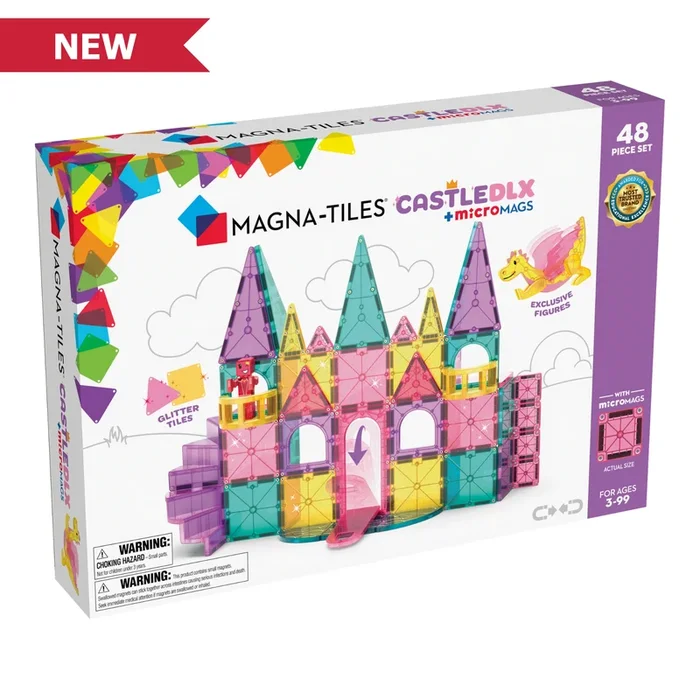 Magna-Tiles Castle DLUX + microMAGS | 48 Piece Set