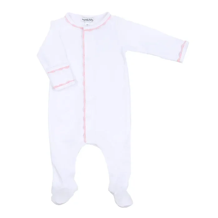 Magnolia Baby Baby Joy Crochet Trim Footie- Pink