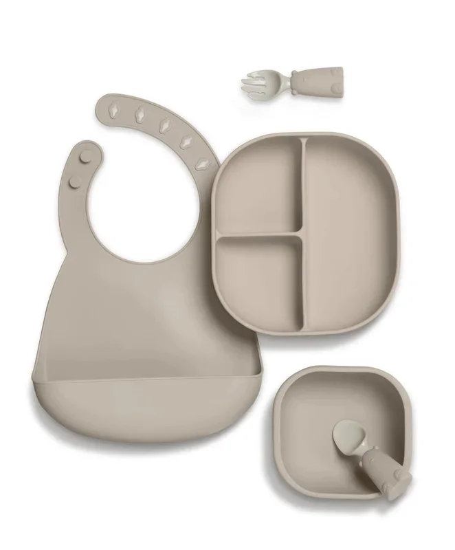 Mamas & Papas First Mealtime Silicone Set – Truffle
