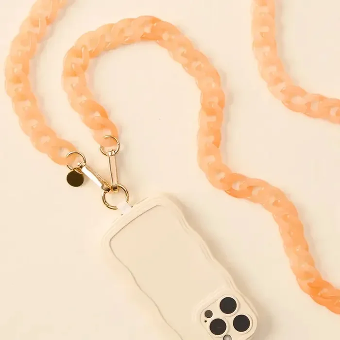 Marble Peach Hold The Phone Crossbody Chain