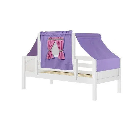 Maxtrix YO Twin Toddler Bed with Top Tent – White w/ Purple & Pink