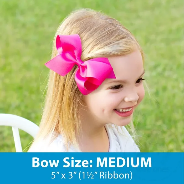 Medium Grosgrain Hair Bow with Millennium Blue Moonstitch Edge and “BIG SIS ” Embroidery
