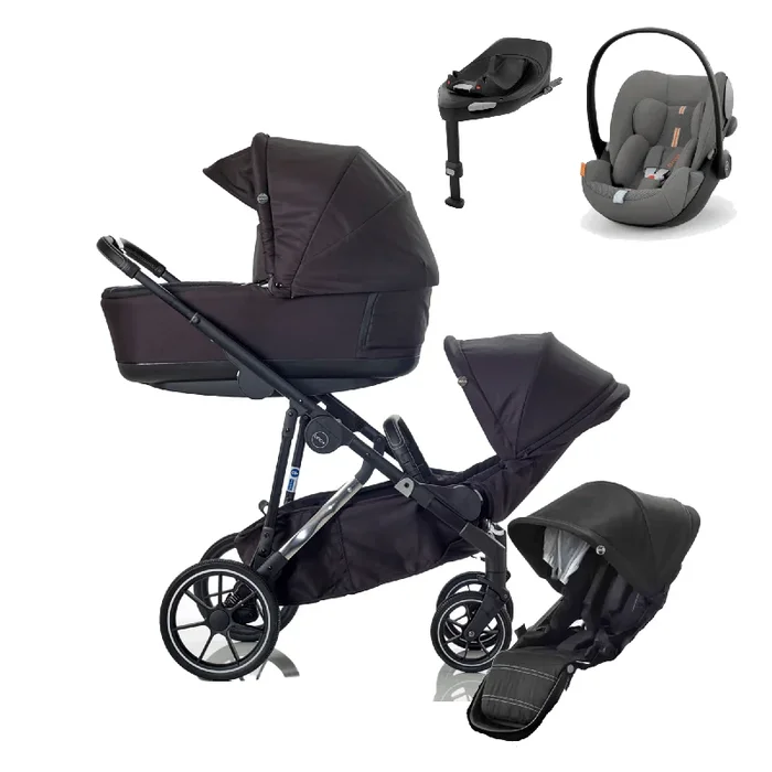 Mee-go Uno Plus Double (Cloud G Plus) Travel System – Black/Chrome