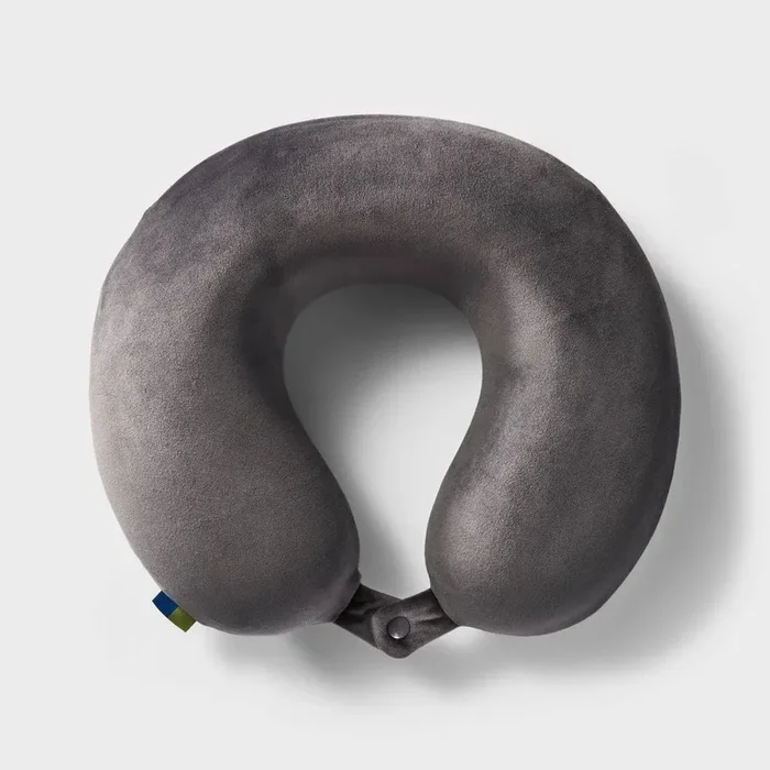 Memory Foam Travel Neck Pillow – Gray