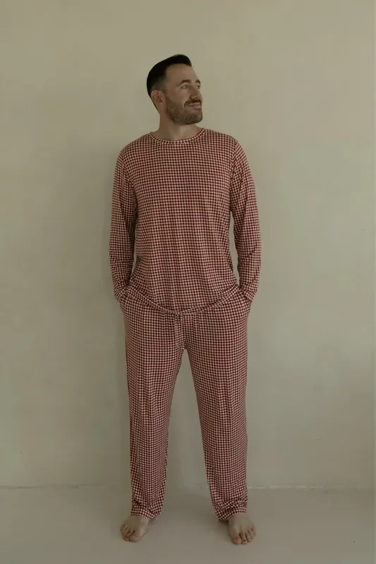 Men’s Bamboo Pajamas | Red Gingham