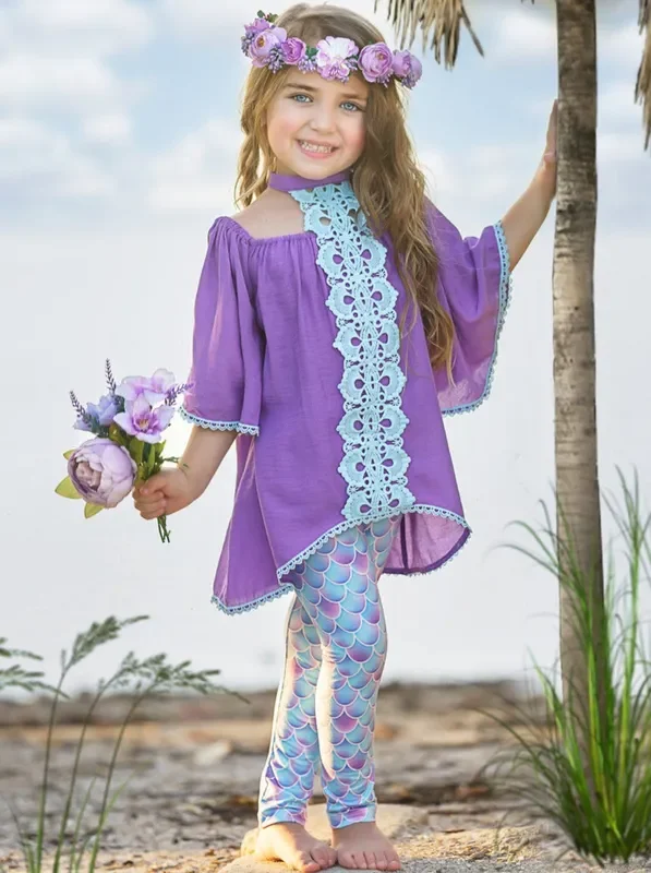Mermaid Awakening Lace and Scales Legging Set