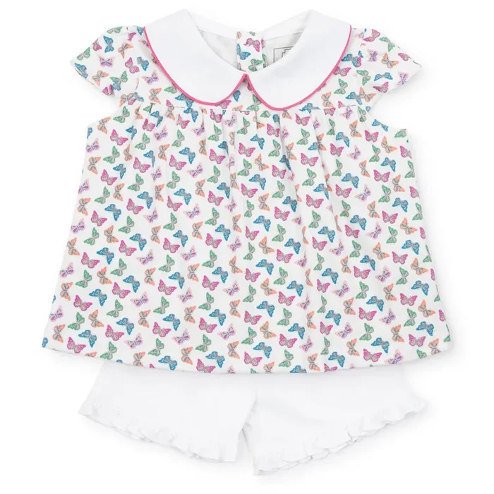 Minden Girls’ Pima Cotton Short Set – Bright Butterflies