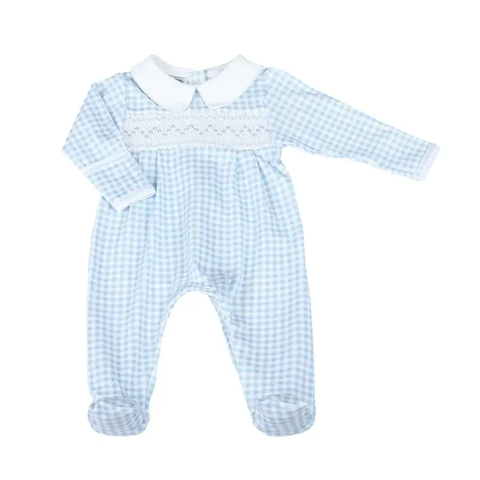 Mini Checks Smocked Collared Boy Footie