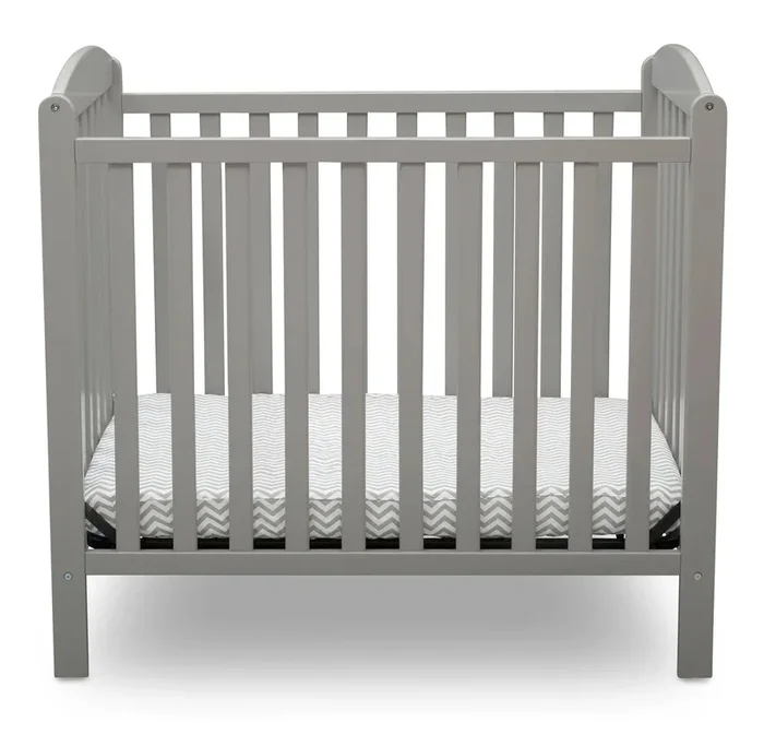 Mini Convertible Baby Crib with Mattress – Gray