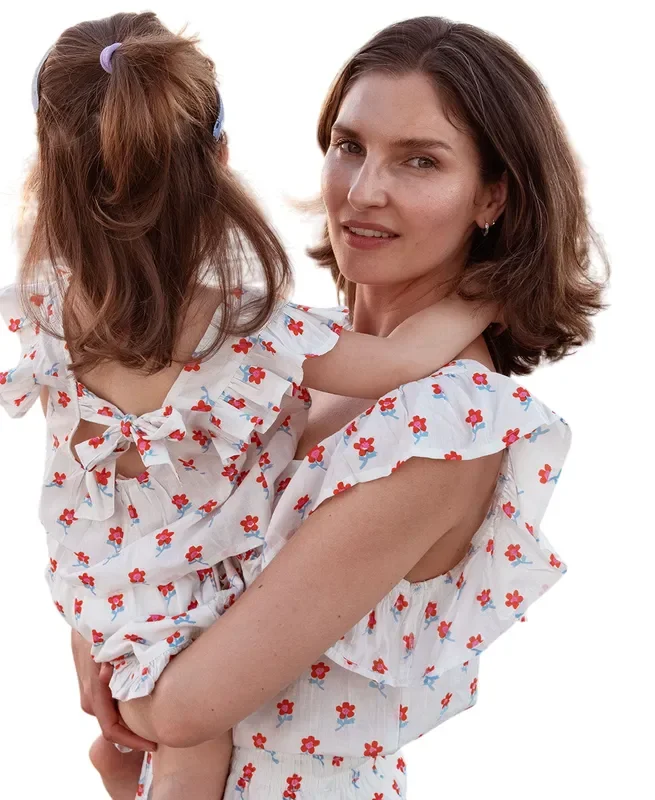Mini O& I Honor Top White And Red Ditsy