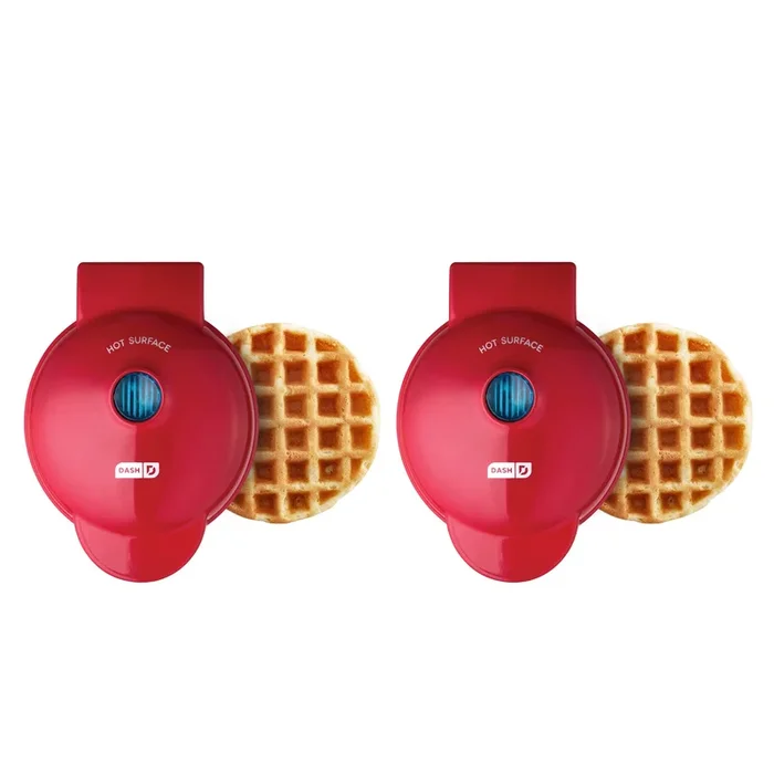 Mini Waffle Maker 2-Pack – Red