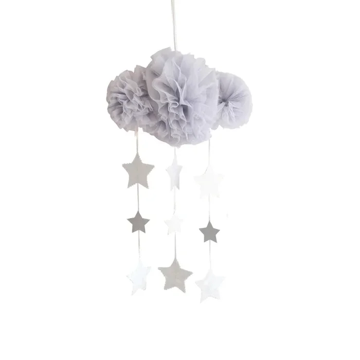 Mist & Silver Tulle Cloud Mobile