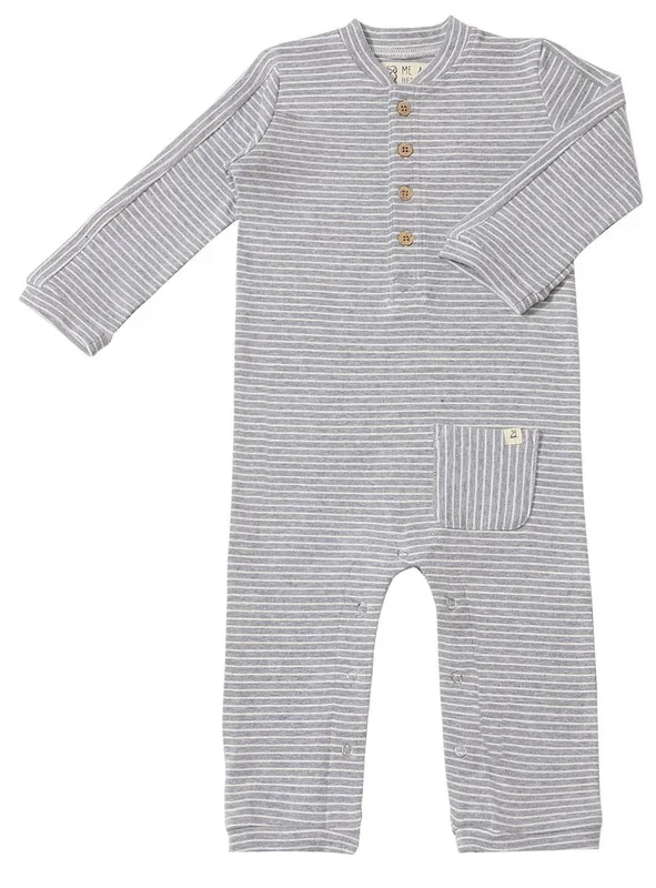 Mitch Henley Romper | Grey/White