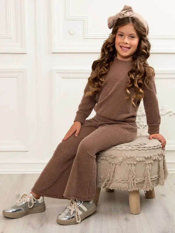 Mocha Mood Ribbed Two Piece Lounge Set
